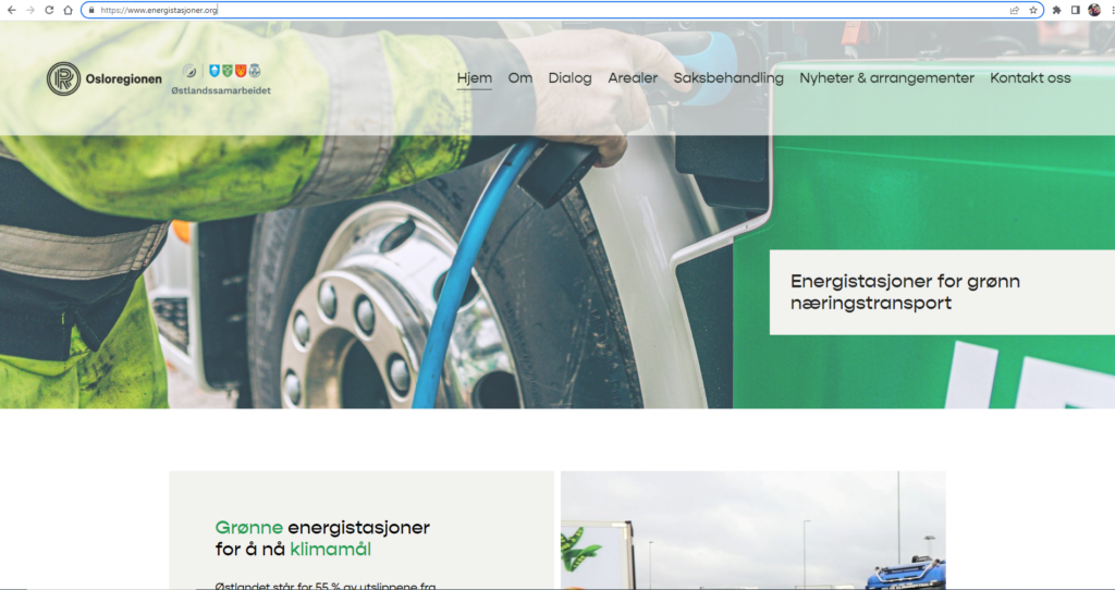 Skjermbilde av nettsiden grønne energistasjoner