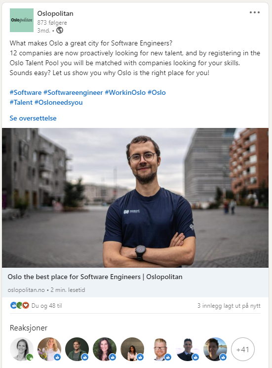 Skjermbilde fra LinkedIn om Ambassadør Jan fra Tyskland